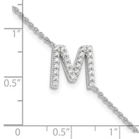 14KW Diamond Sideways Letter M w/ 1in ext. Bracelet-BM9951M-031-WA