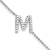 14KW Diamond Sideways Letter M w/ 1in ext. Bracelet-BM9951M-031-WA
