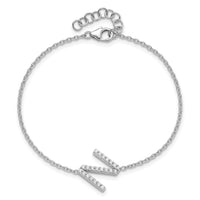 14KW Diamond Sideways Letter N w/ 1in ext. Bracelet-BM9951N-026-WA