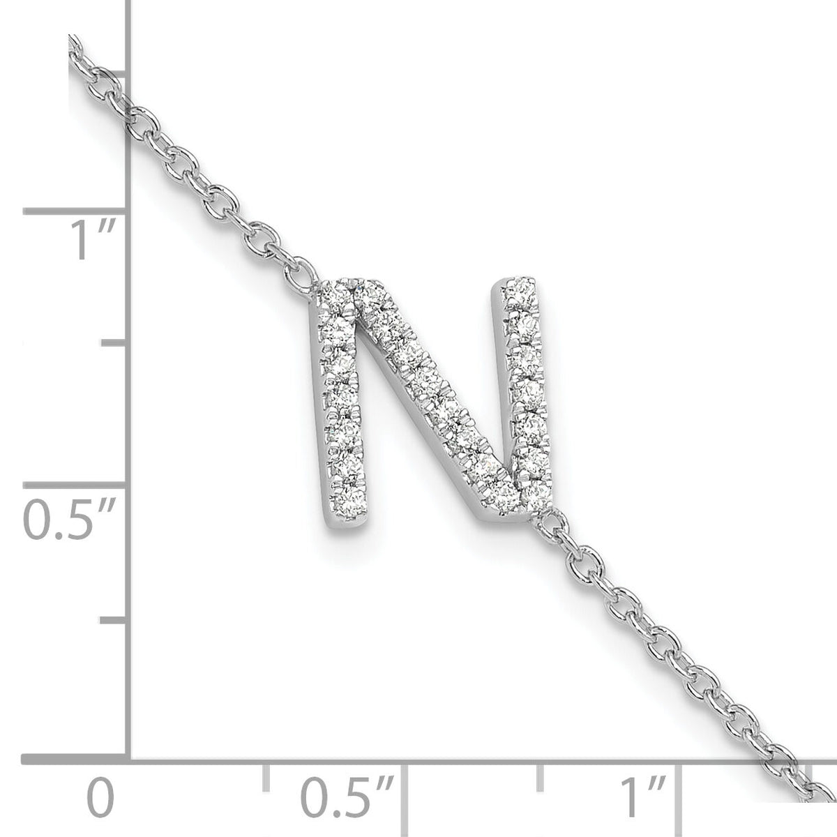 14KW Diamond Sideways Letter N w/ 1in ext. Bracelet-BM9951N-026-WA