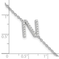 14KW Diamond Sideways Letter N w/ 1in ext. Bracelet-BM9951N-026-WA