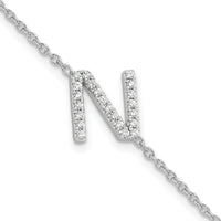 14KW Diamond Sideways Letter N w/ 1in ext. Bracelet-BM9951N-026-WA