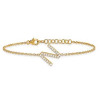 14K Diamond Sideways Letter N w/ 1in ext. Bracelet-BM9951N-026-YA