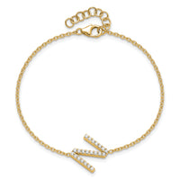14K Diamond Sideways Letter N w/ 1in ext. Bracelet-BM9951N-026-YA