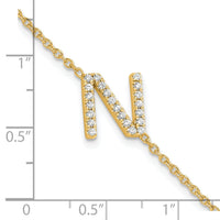 14K Diamond Sideways Letter N w/ 1in ext. Bracelet-BM9951N-026-YA