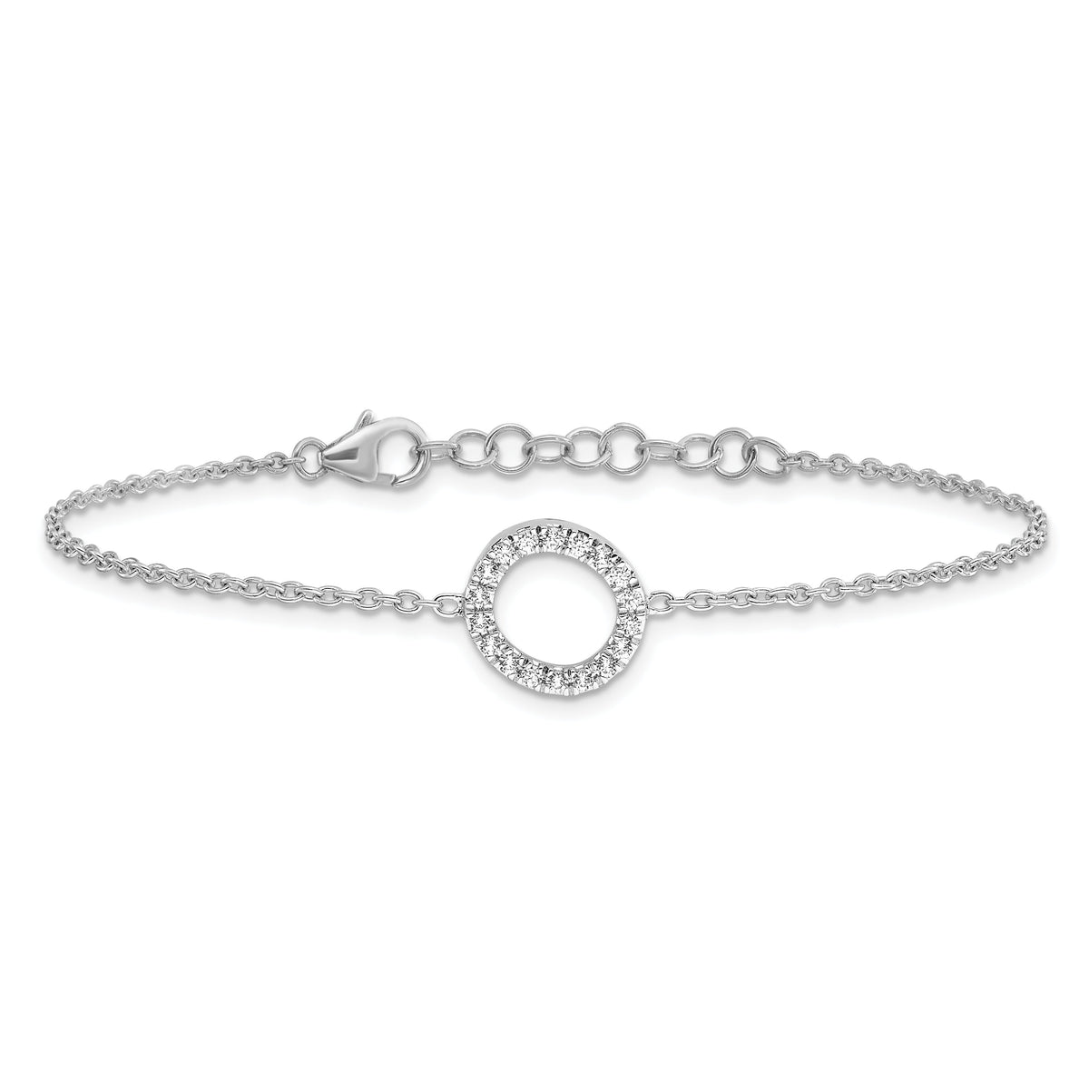 14KW Diamond Sideways Letter O w/ 1in ext. Bracelet-BM9951O-022-WA