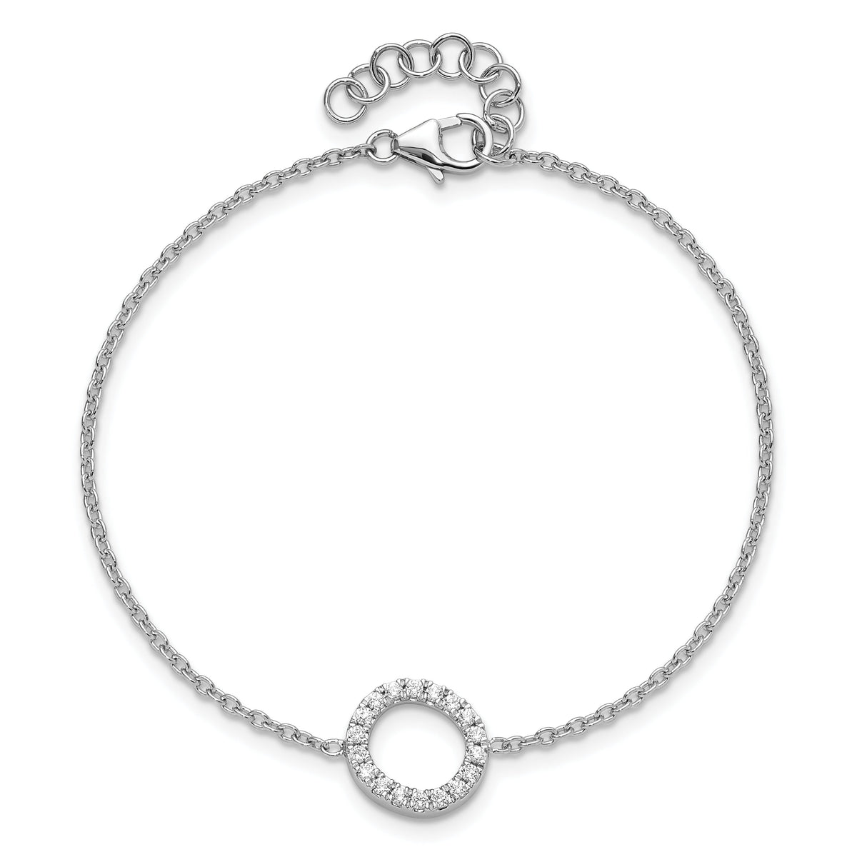 14KW Diamond Sideways Letter O w/ 1in ext. Bracelet-BM9951O-022-WA
