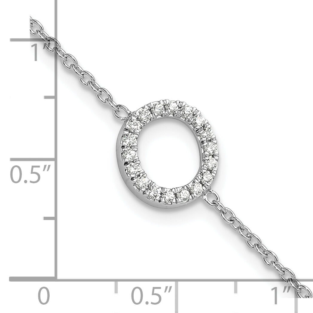 14KW Diamond Sideways Letter O w/ 1in ext. Bracelet-BM9951O-022-WA