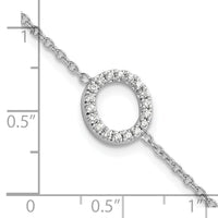 14KW Diamond Sideways Letter O w/ 1in ext. Bracelet-BM9951O-022-WA