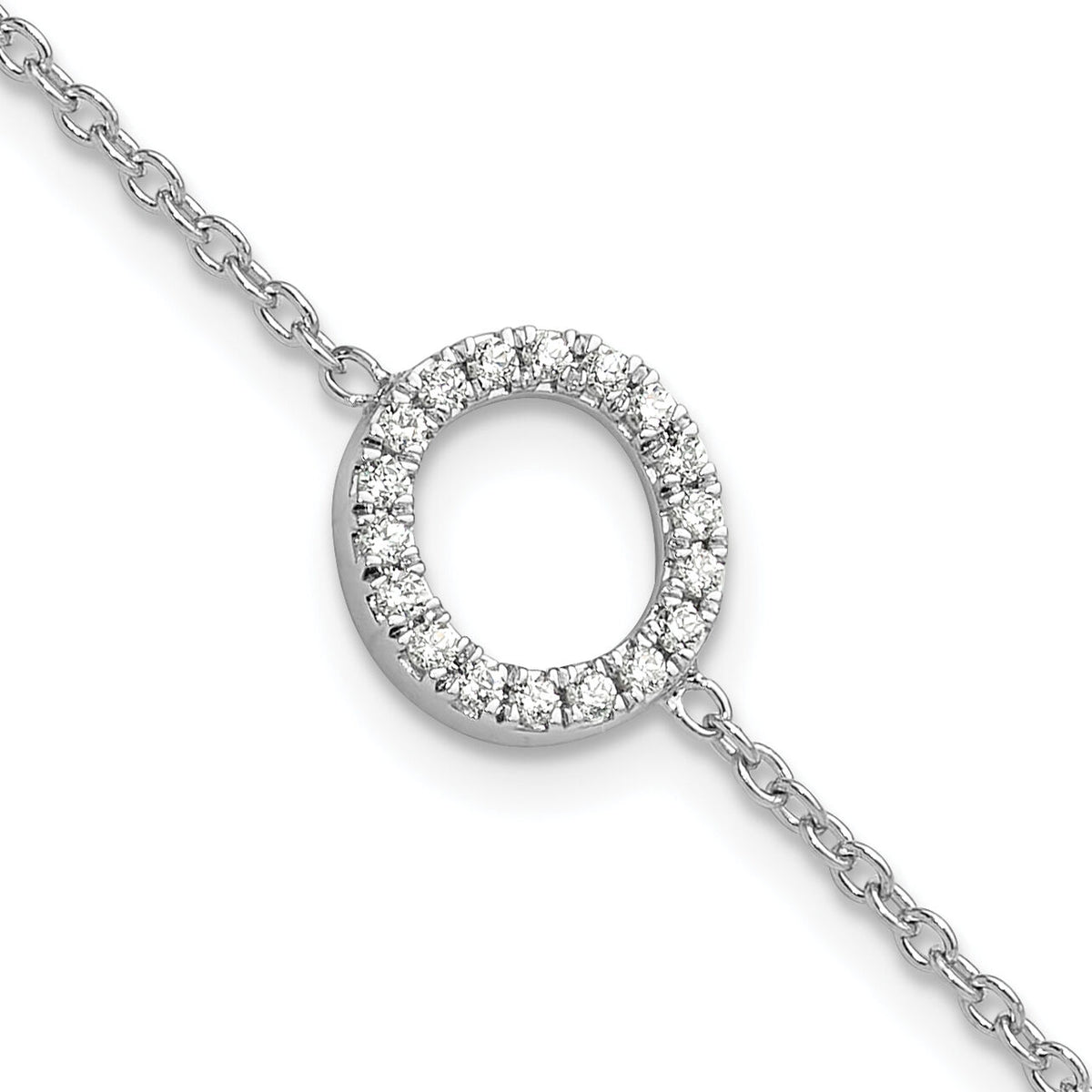 14KW Diamond Sideways Letter O w/ 1in ext. Bracelet-BM9951O-022-WA