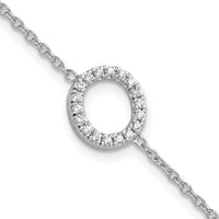14KW Diamond Sideways Letter O w/ 1in ext. Bracelet-BM9951O-022-WA