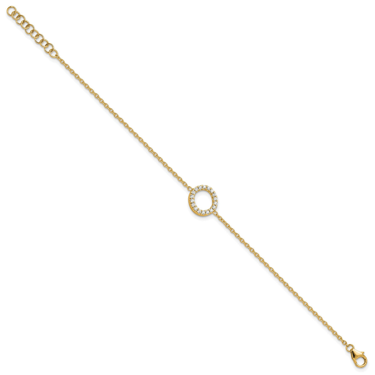 14K Diamond Sideways Letter O w/ 1in ext. Bracelet-BM9951O-022-YA