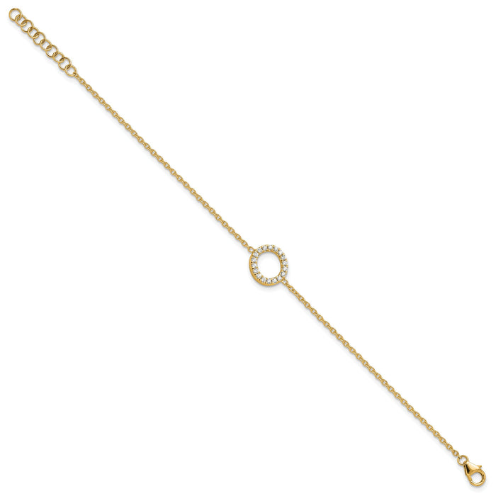 14K Diamond Sideways Letter O w/ 1in ext. Bracelet-BM9951O-022-YA
