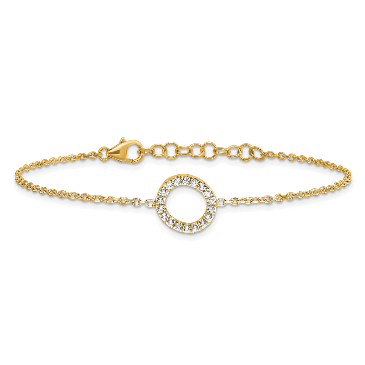 14K Diamond Sideways Letter O w/ 1in ext. Bracelet-BM9951O-022-YA
