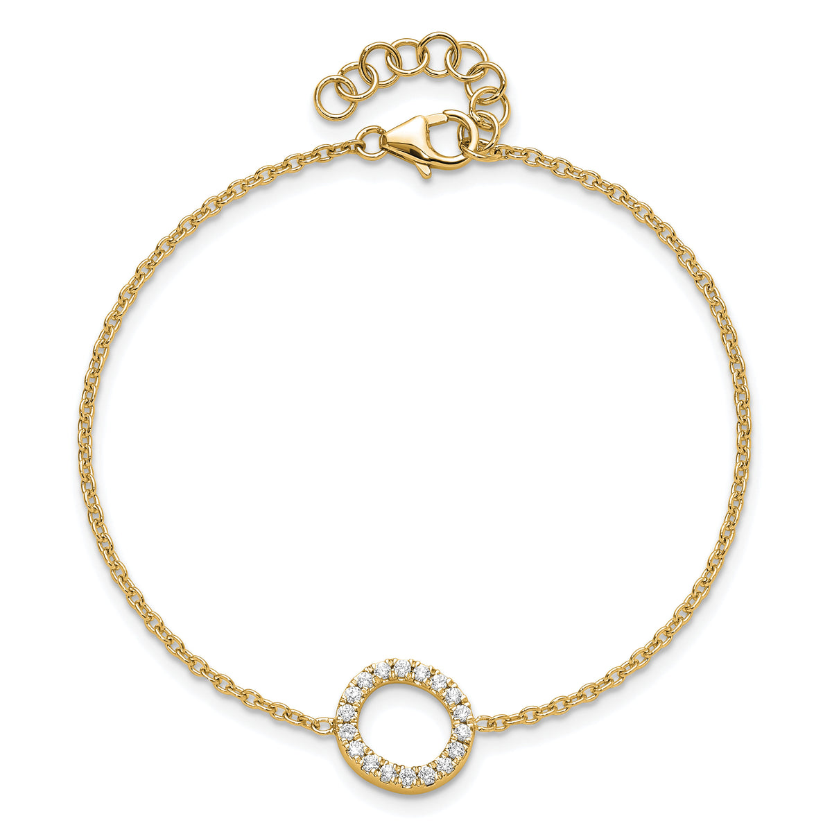 14K Diamond Sideways Letter O w/ 1in ext. Bracelet-BM9951O-022-YA