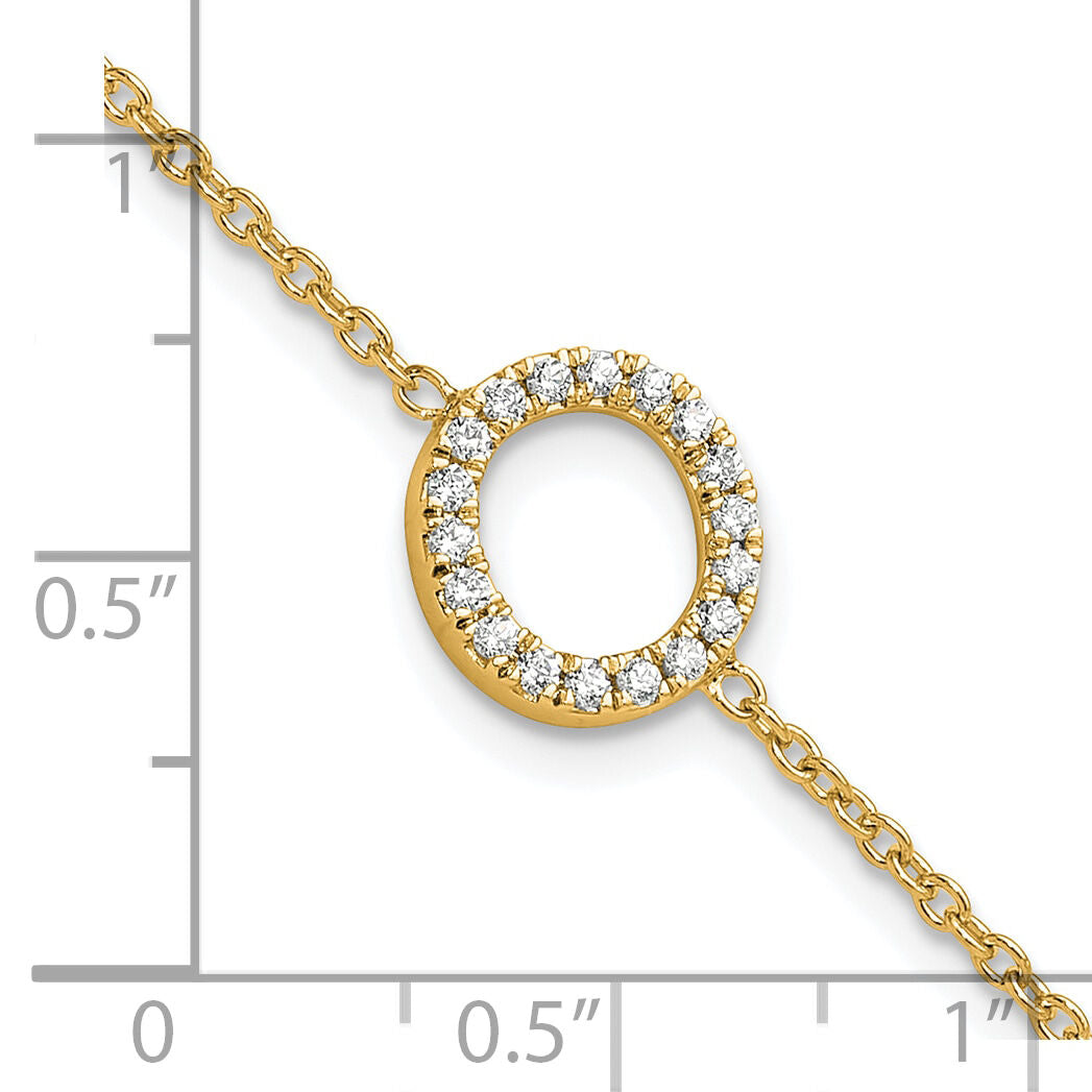 14K Diamond Sideways Letter O w/ 1in ext. Bracelet-BM9951O-022-YA