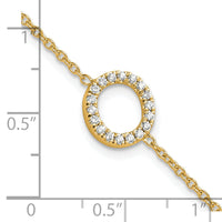 14K Diamond Sideways Letter O w/ 1in ext. Bracelet-BM9951O-022-YA