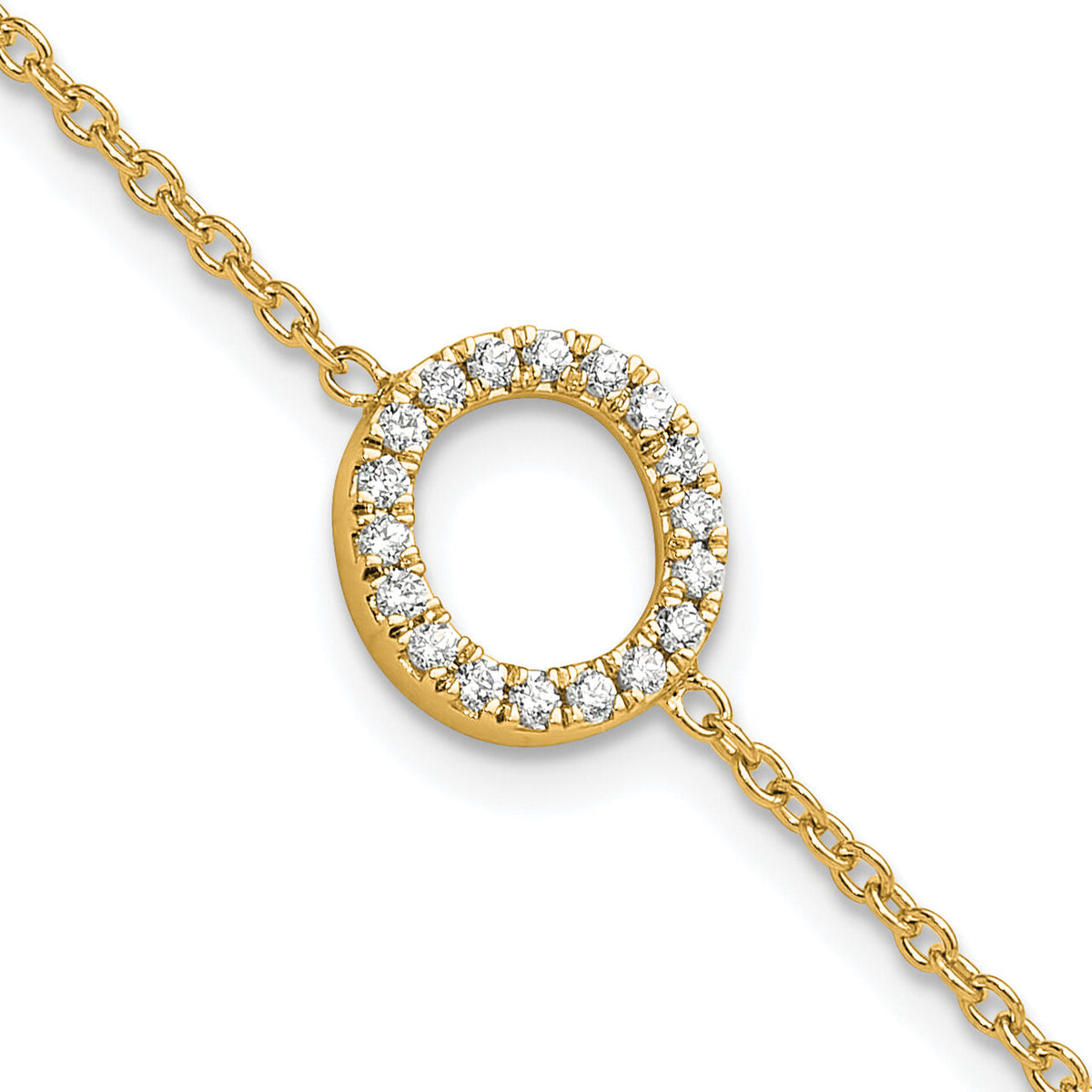 14K Diamond Sideways Letter O w/ 1in ext. Bracelet-BM9951O-022-YA