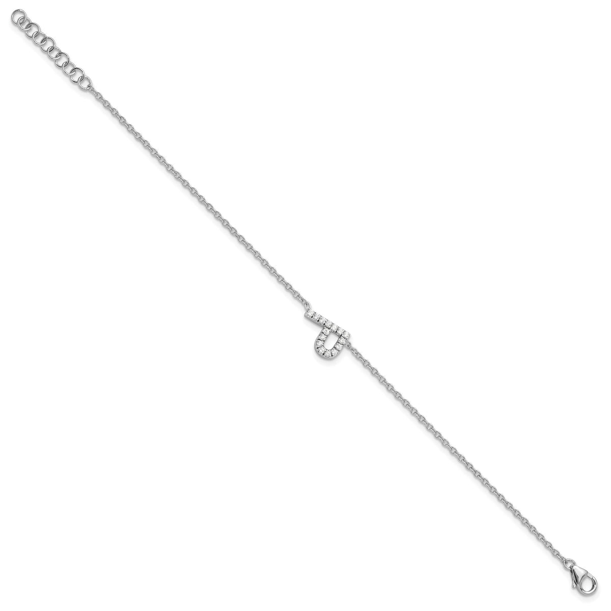 14KW Diamond Sideways Letter P w/ 1in ext. Bracelet-BM9951P-018-WA