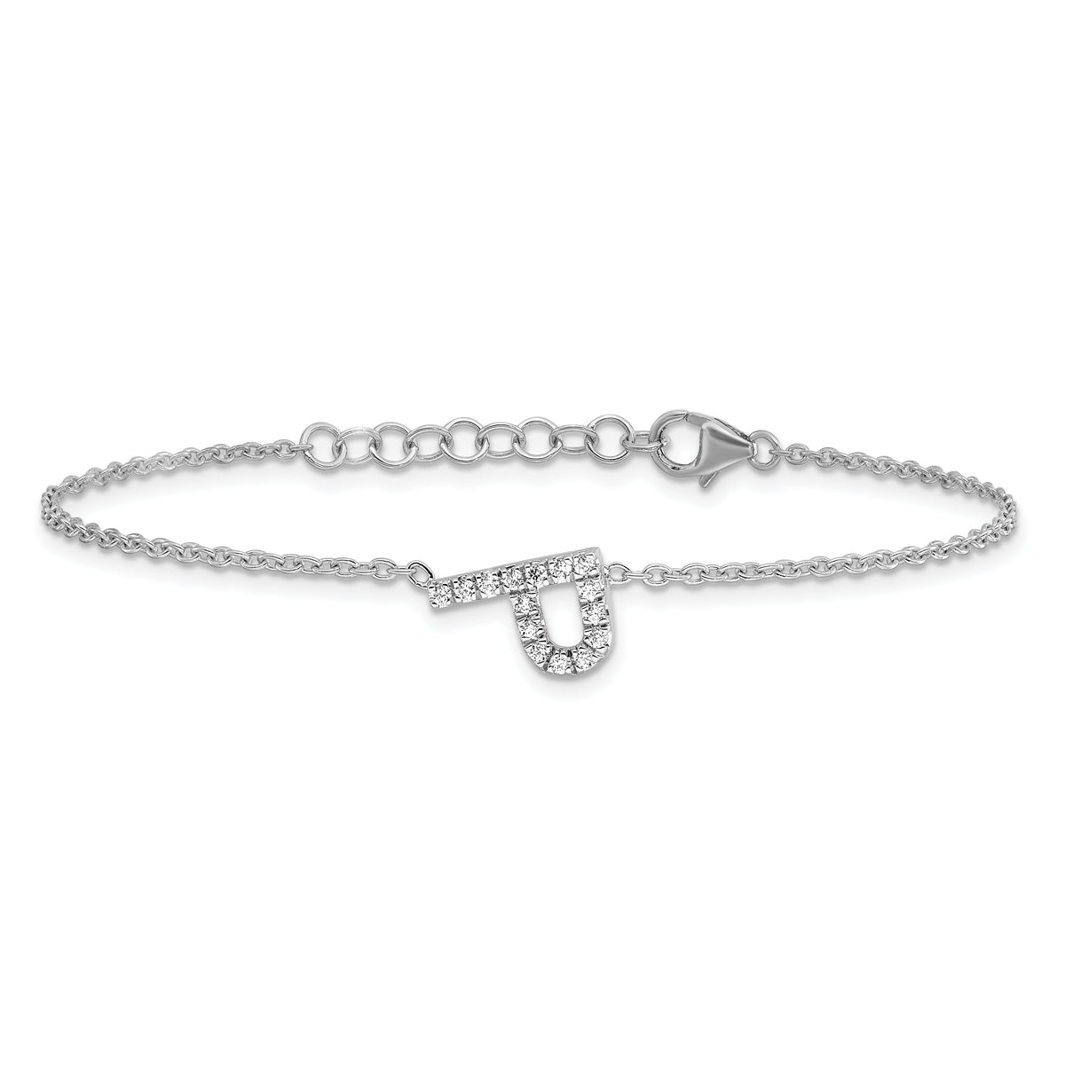 14KW Diamond Sideways Letter P w/ 1in ext. Bracelet-BM9951P-018-WA