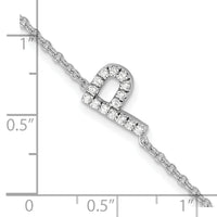 14KW Diamond Sideways Letter P w/ 1in ext. Bracelet-BM9951P-018-WA