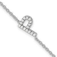 14KW Diamond Sideways Letter P w/ 1in ext. Bracelet-BM9951P-018-WA