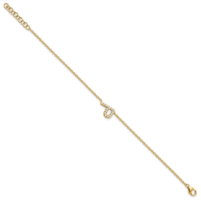 14K Diamond Sideways Letter P w/ 1in ext. Bracelet-BM9951P-018-YA