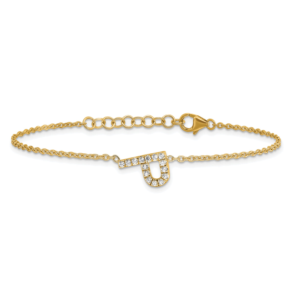 14K Diamond Sideways Letter P w/ 1in ext. Bracelet-BM9951P-018-YA