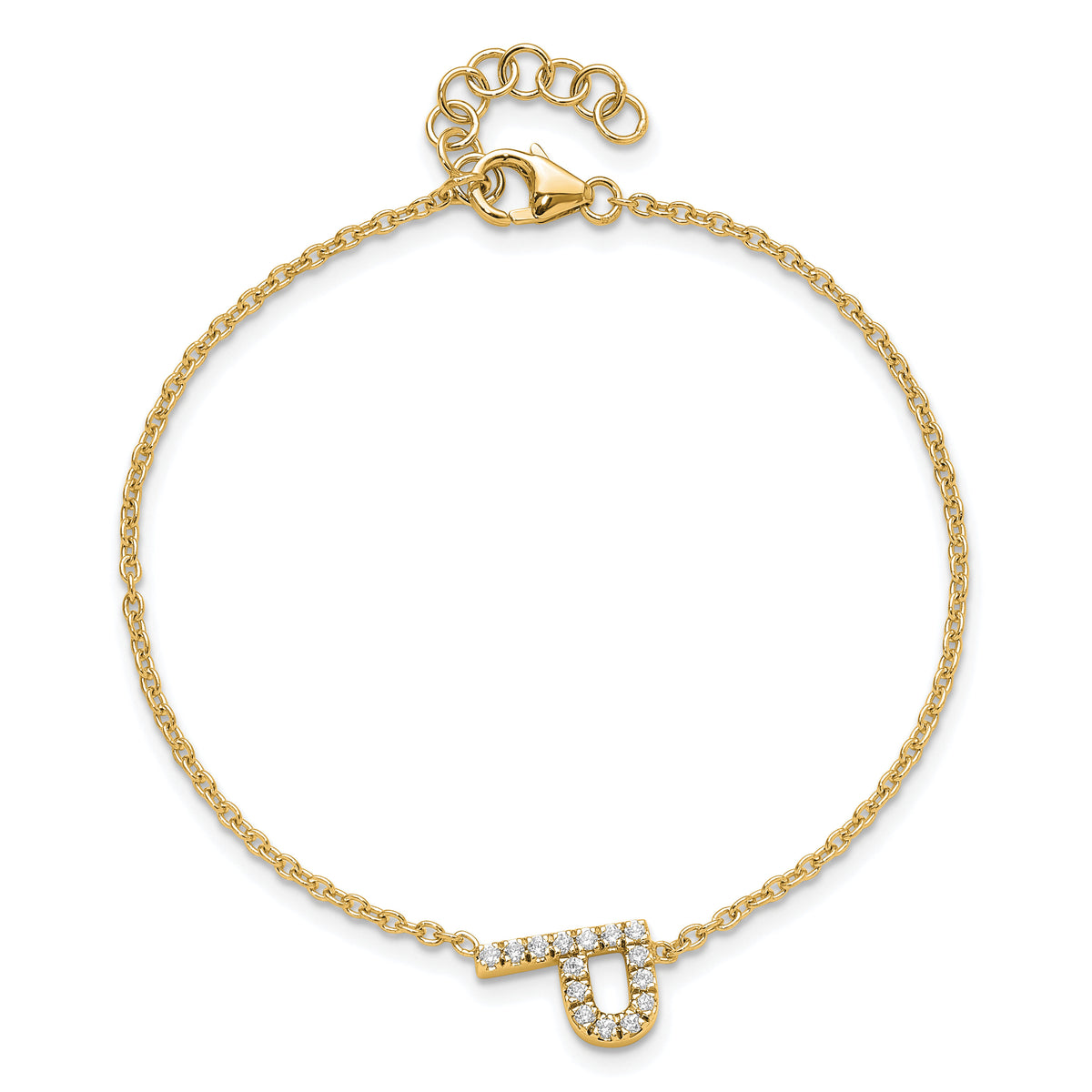 14K Diamond Sideways Letter P w/ 1in ext. Bracelet-BM9951P-018-YA