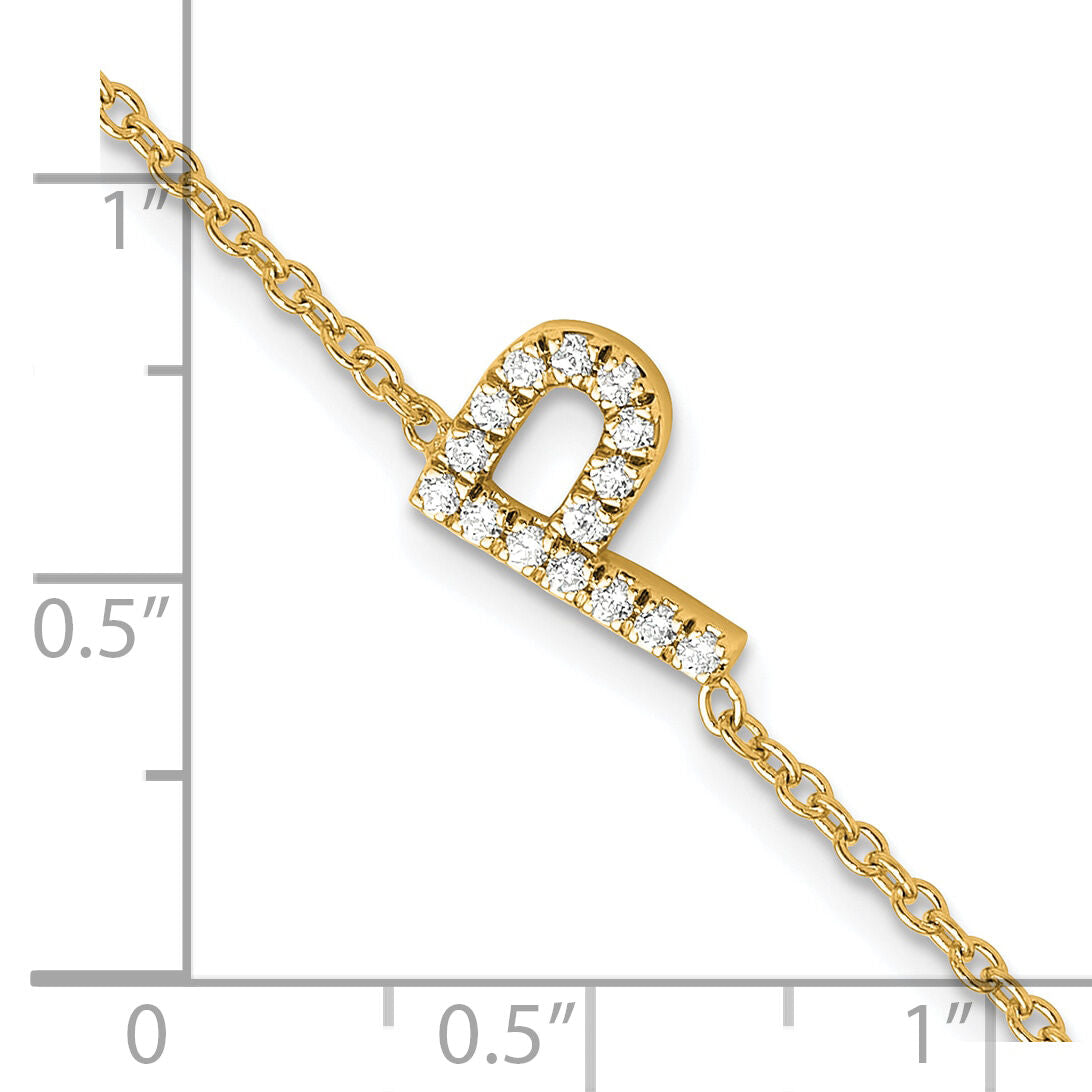 14K Diamond Sideways Letter P w/ 1in ext. Bracelet-BM9951P-018-YA