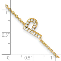 14K Diamond Sideways Letter P w/ 1in ext. Bracelet-BM9951P-018-YA