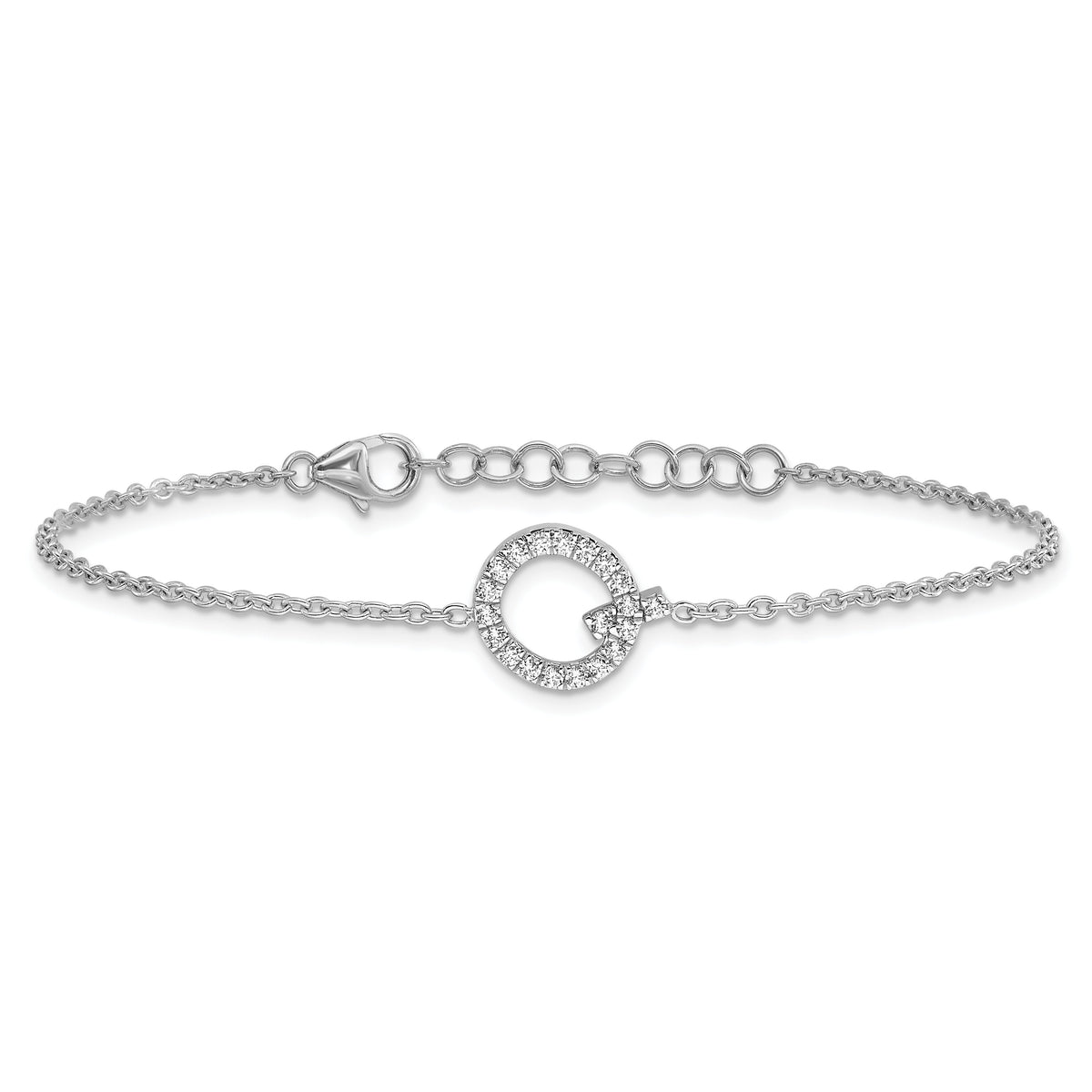 14KW Diamond Sideways Letter Q w/ 1in ext. Bracelet-BM9951Q-024-WA