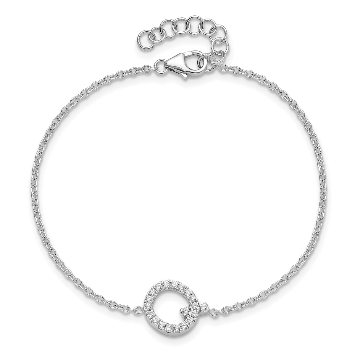 14KW Diamond Sideways Letter Q w/ 1in ext. Bracelet-BM9951Q-024-WA