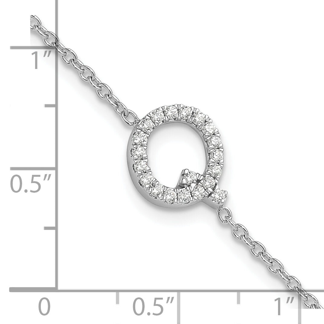 14KW Diamond Sideways Letter Q w/ 1in ext. Bracelet-BM9951Q-024-WA