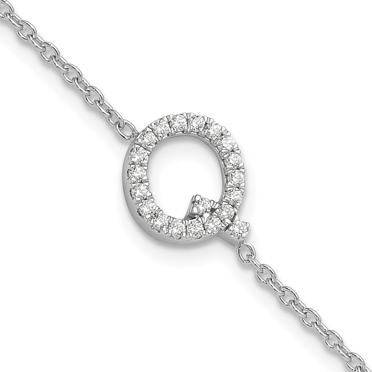 14KW Diamond Sideways Letter Q w/ 1in ext. Bracelet-BM9951Q-024-WA