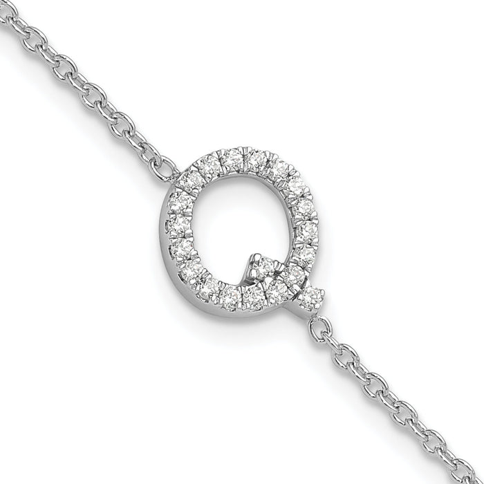 14KW Diamond Sideways Letter Q w/ 1in ext. Bracelet-BM9951Q-024-WA