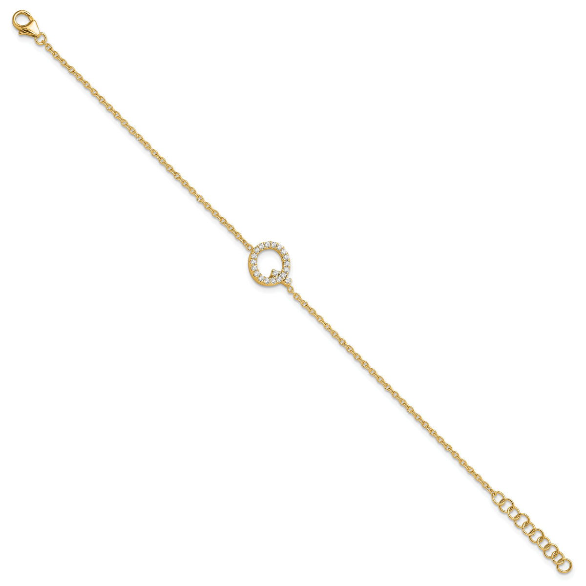 14K Diamond Sideways Letter Q w/ 1in ext. Bracelet-BM9951Q-024-YA