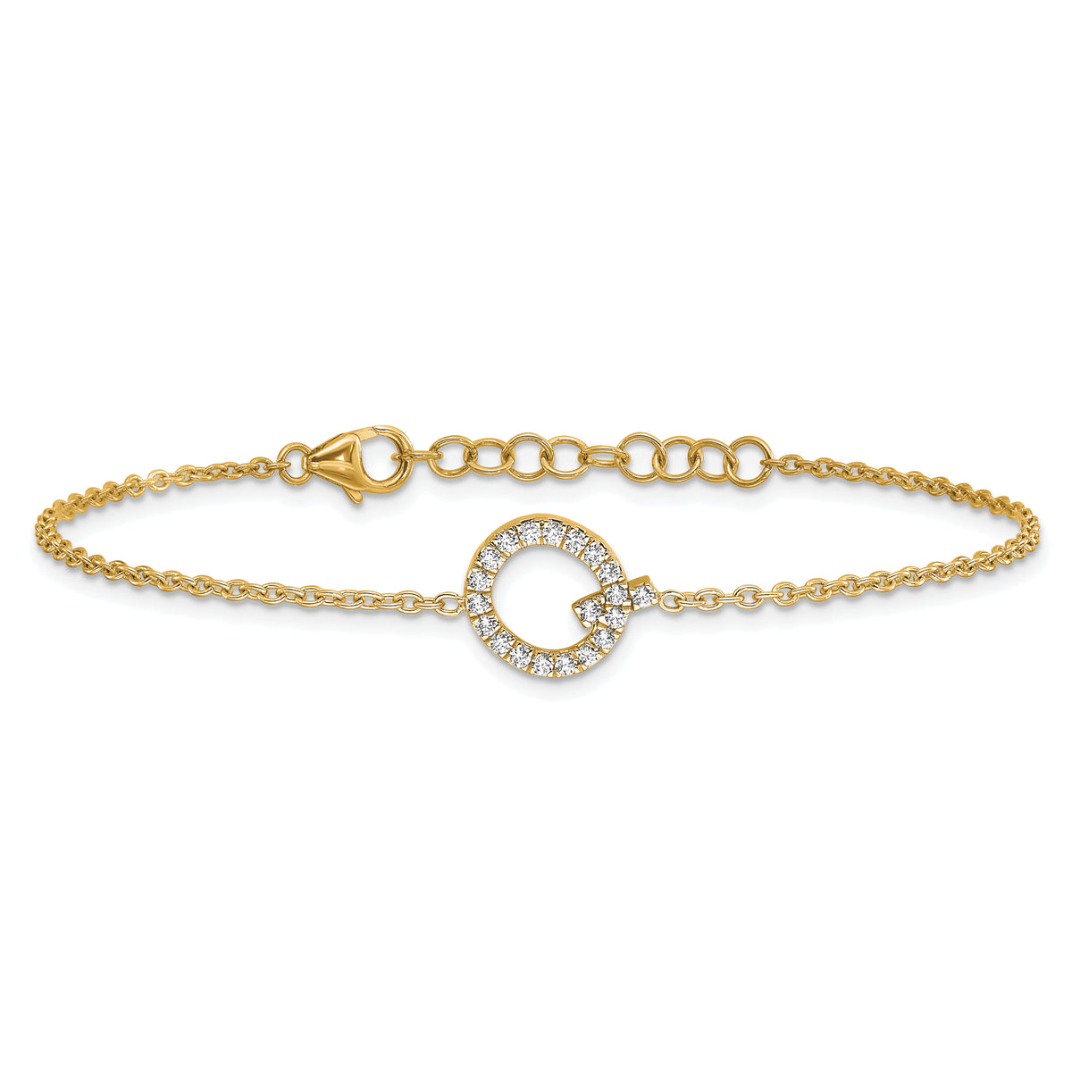 14K Diamond Sideways Letter Q w/ 1in ext. Bracelet-BM9951Q-024-YA