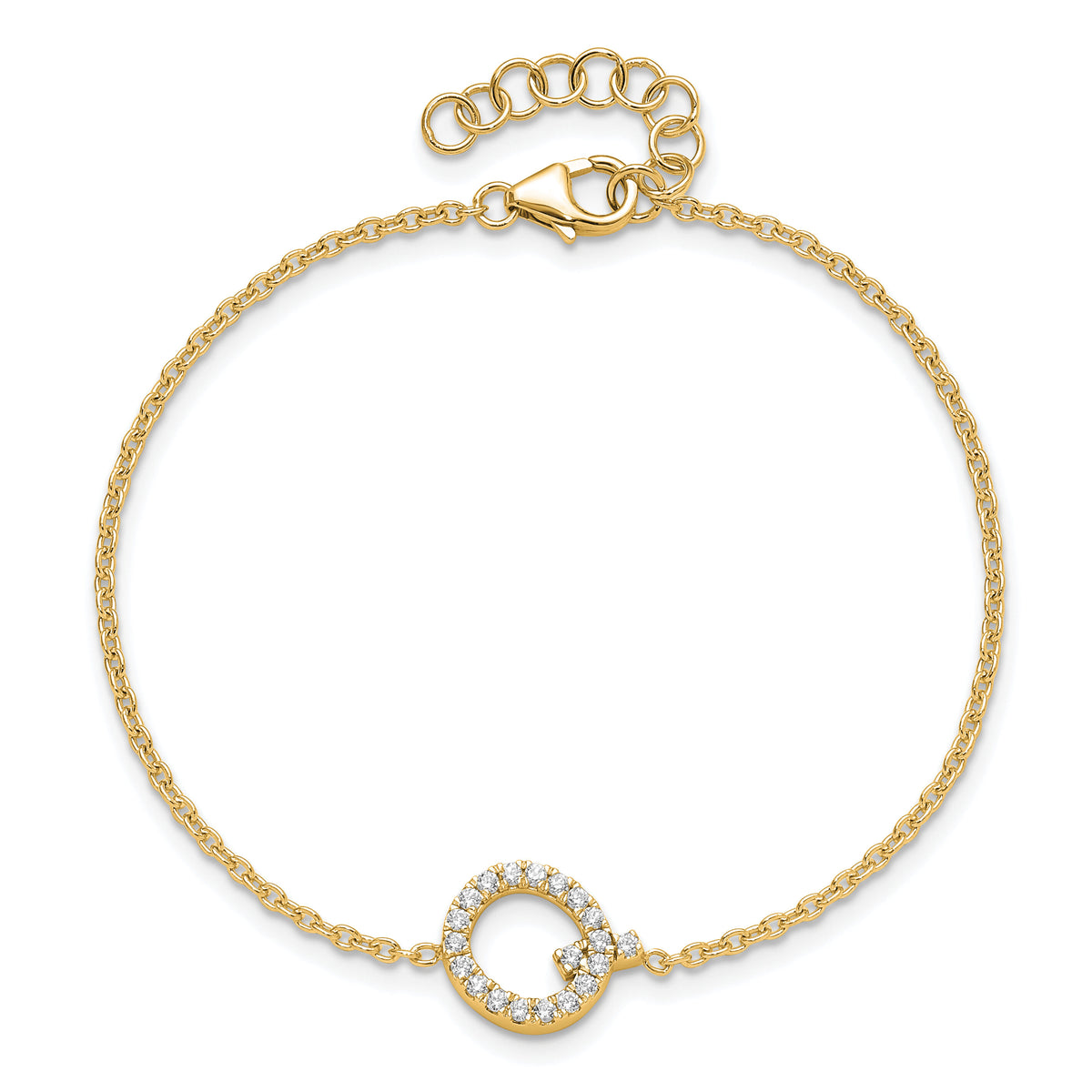 14K Diamond Sideways Letter Q w/ 1in ext. Bracelet-BM9951Q-024-YA