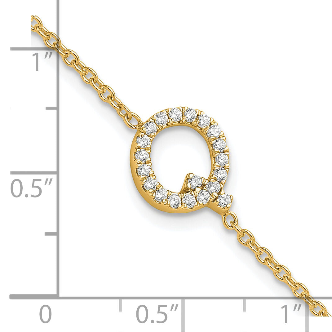 14K Diamond Sideways Letter Q w/ 1in ext. Bracelet-BM9951Q-024-YA