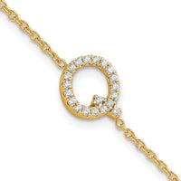 14K Diamond Sideways Letter Q w/ 1in ext. Bracelet-BM9951Q-024-YA