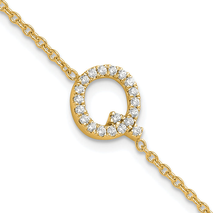 14K Diamond Sideways Letter Q w/ 1in ext. Bracelet-BM9951Q-024-YA