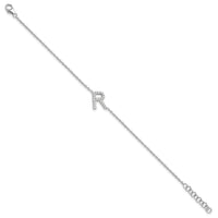 14KW Diamond Sideways Letter R w/ 1in ext. Bracelet-BM9951R-023-WA