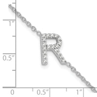 14KW Diamond Sideways Letter R w/ 1in ext. Bracelet-BM9951R-023-WA