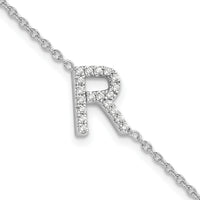 14KW Diamond Sideways Letter R w/ 1in ext. Bracelet-BM9951R-023-WA