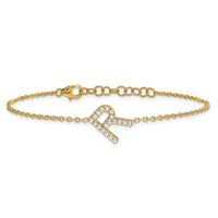 14K Diamond Sideways Letter R w/ 1in ext. Bracelet-BM9951R-023-YA