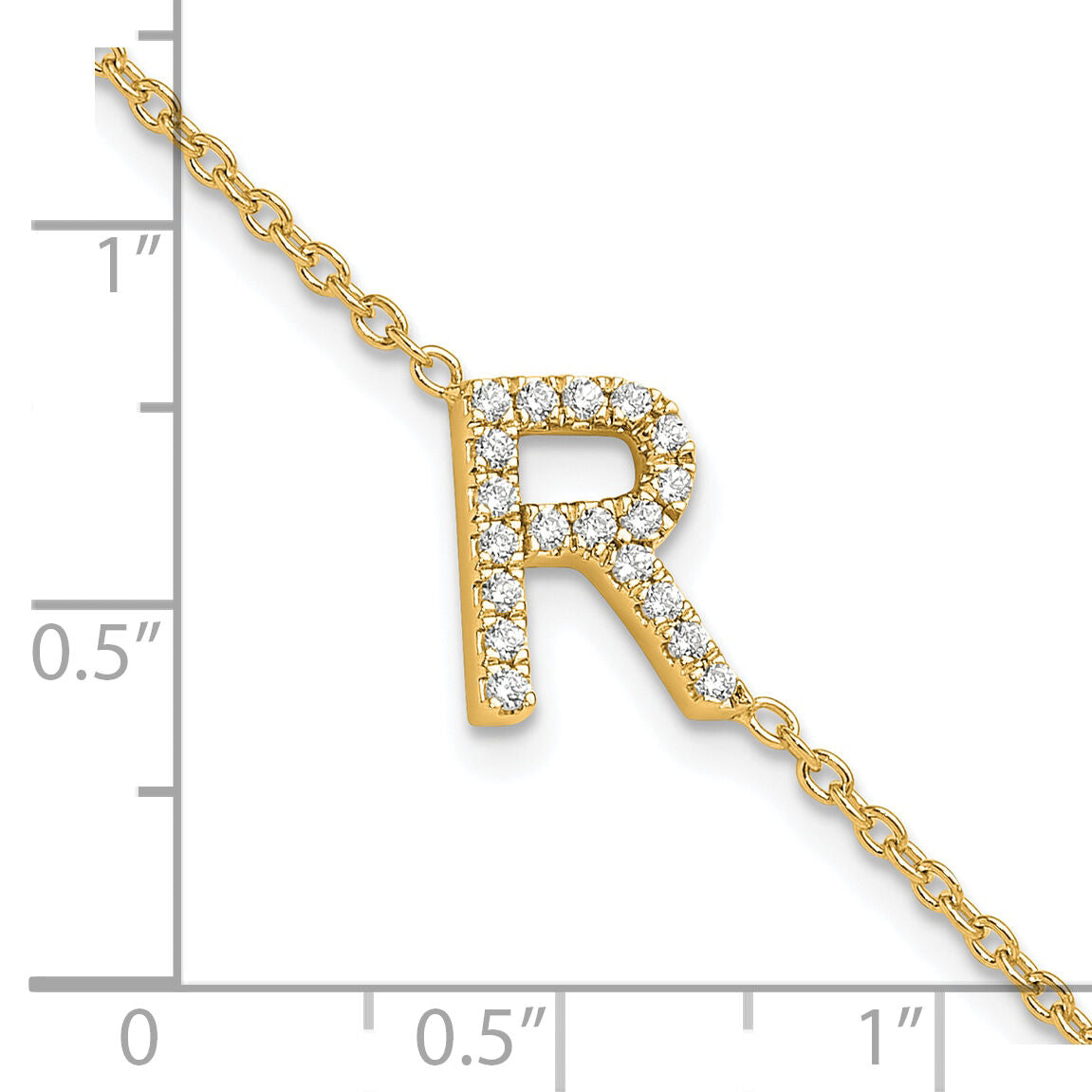14K Diamond Sideways Letter R w/ 1in ext. Bracelet-BM9951R-023-YA