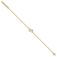 14K Diamond Sideways Letter S w/ 1in ext. Bracelet-BM9951S-017-YA