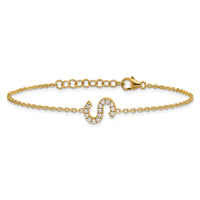 14K Diamond Sideways Letter S w/ 1in ext. Bracelet-BM9951S-017-YA