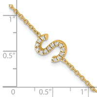 14K Diamond Sideways Letter S w/ 1in ext. Bracelet-BM9951S-017-YA